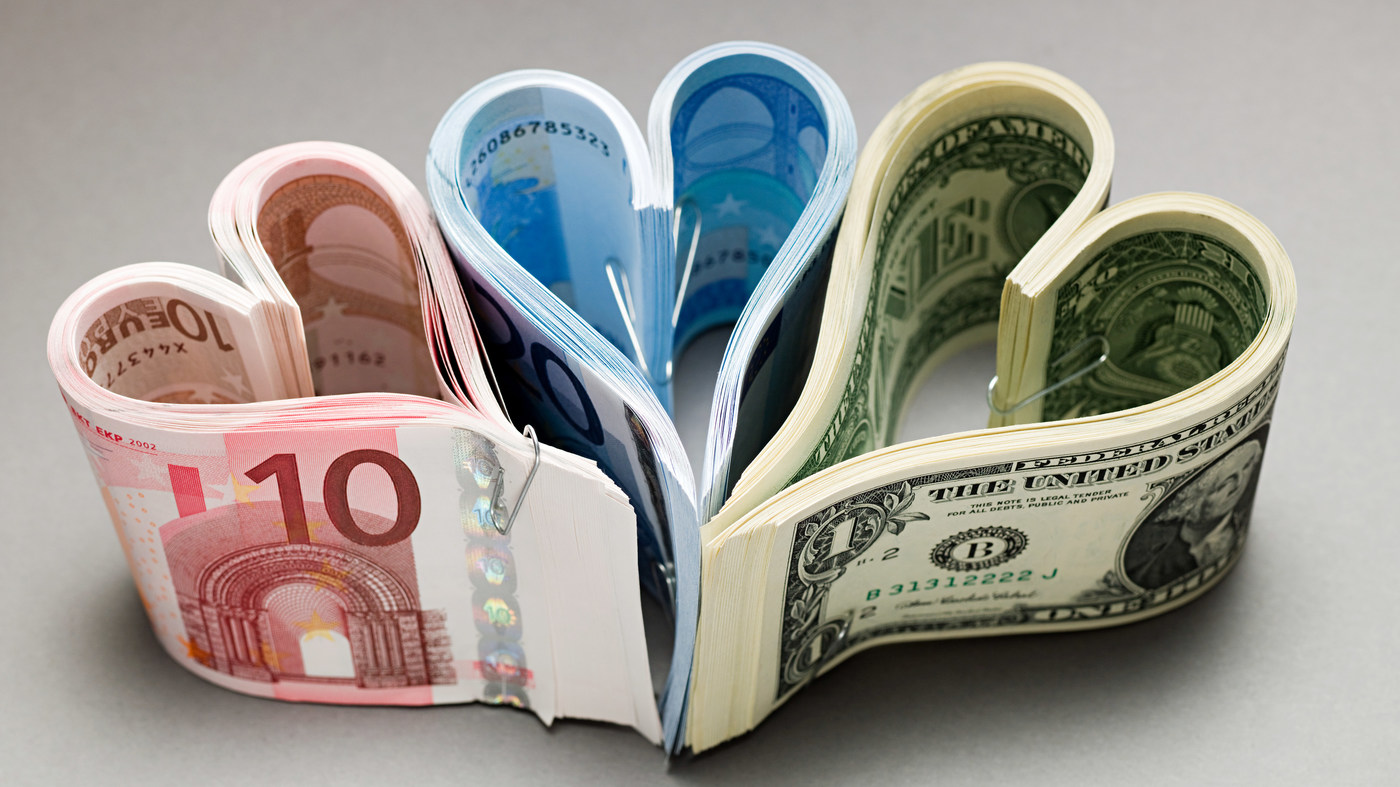 Banknotes as hearts.